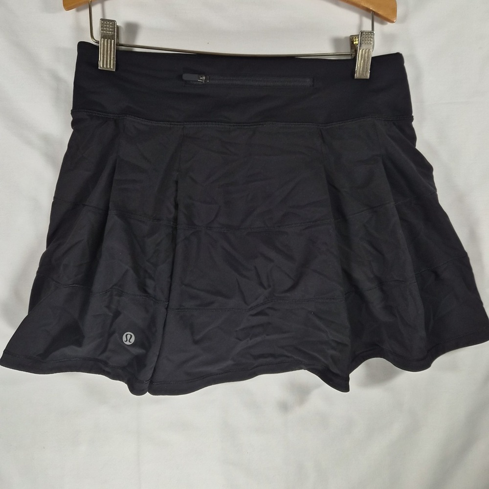 Lululemon Women's Size 4 Black Pleated Tennis Skirt Skort Built In Shorts Pocket